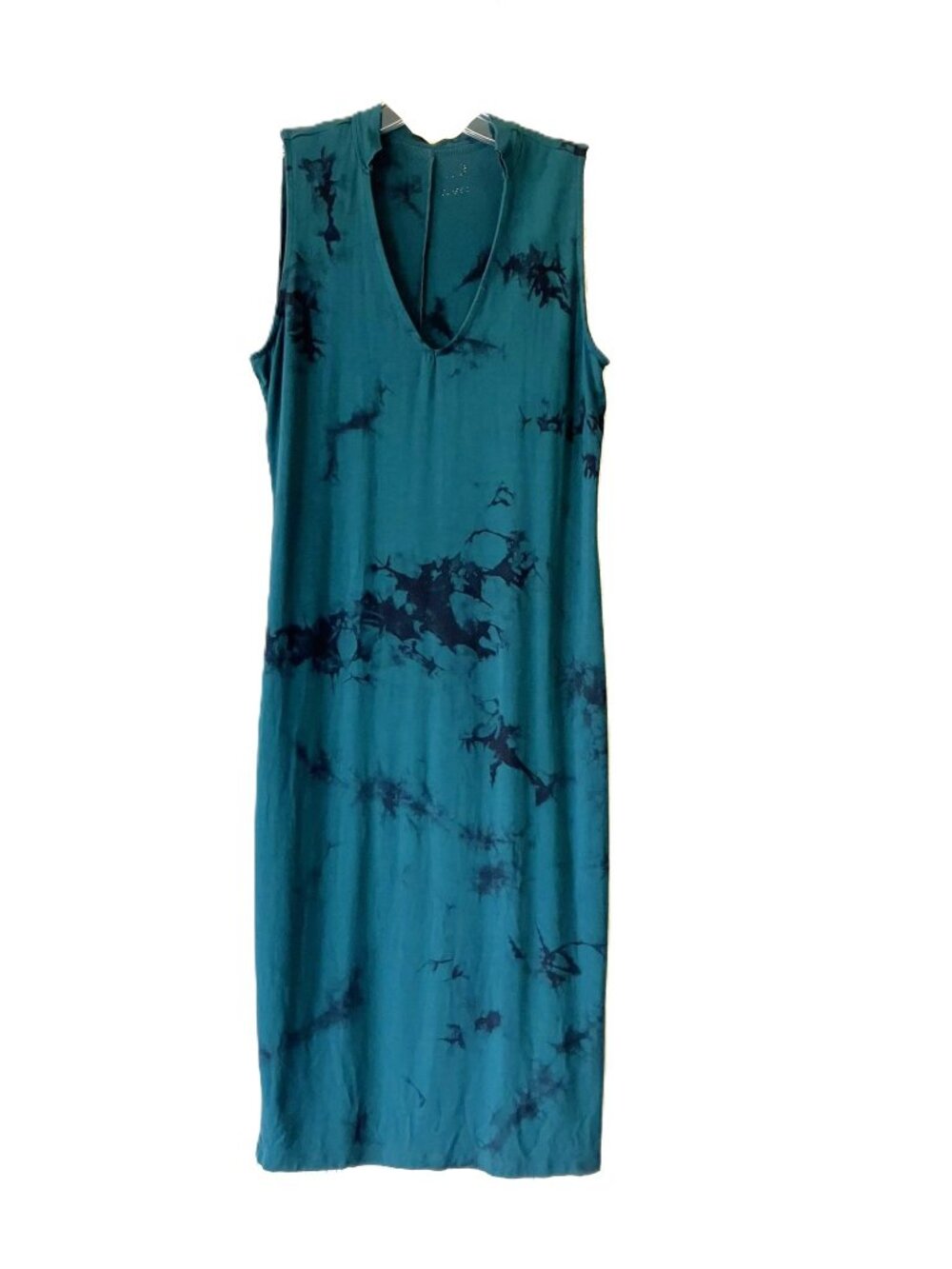 Teal & Black Abstract Pattern Maxi Dress – Size M/L (No Brand)